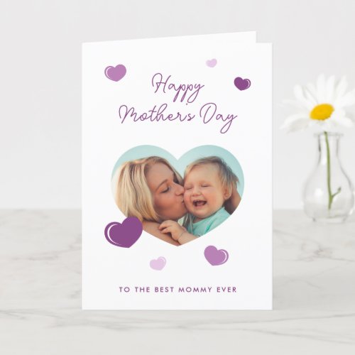 Purple Heart Photo Happy Mothers Day Card