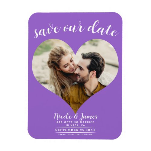 Purple Heart Photo Wedding Save the Date Magnet