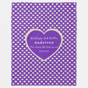 Purple Heart, Polka-Dot Fleece Blanket, Large
