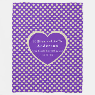 Purple Heart, Polka-Dot Fleece Blanket, Large