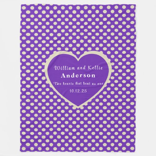 Purple Heart, Polka-Dot Fleece Blanket, Large