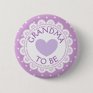 Purple Heart Polka Dot Grandma to Be Button