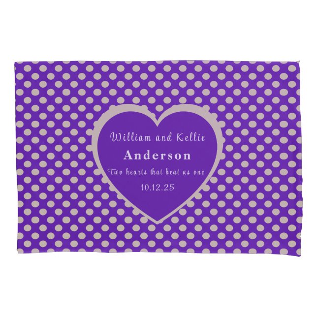 Purple Heart, Polka-Dot Pillow Case (Front)