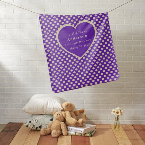Purple Heart, Polka-Dot Sherpa Baby Blanket