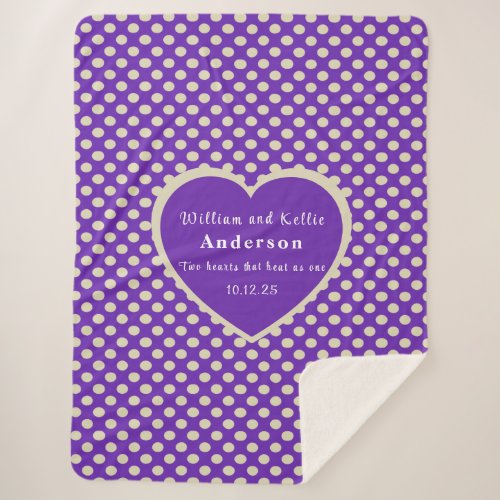 Purple Heart, Polka-Dot Sherpa Blanket, Large Blanket