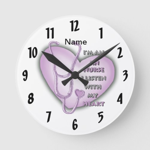 Purple Heart RN Nurse custom name Clock