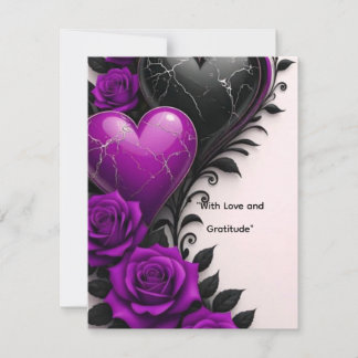 Purple Heart & Roses Luxury Gratitude Card