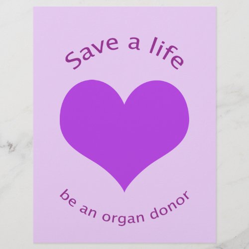 Purple heart save a life organ donation flyer
