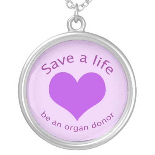 Purple heart save a life organ donation necklace