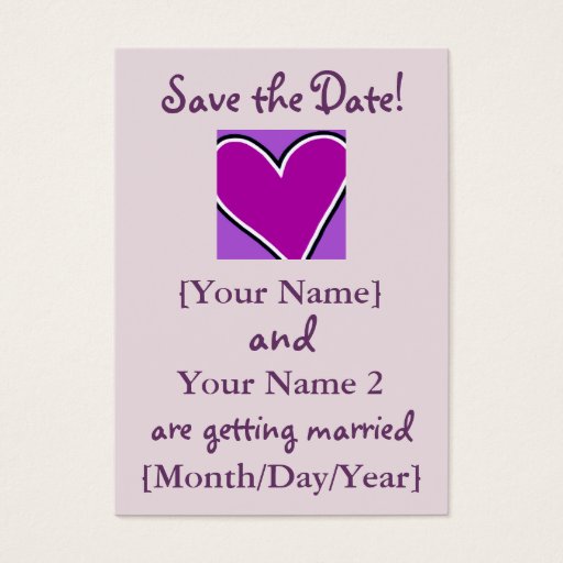 Customizable Purple Heart Save the Date Cards Business Cards