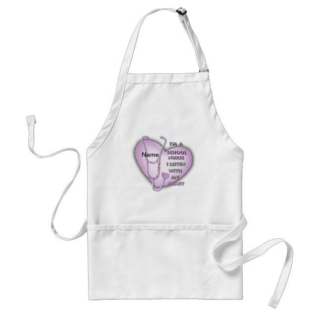 Purple Heart School Nurse Adult Apron (Front)