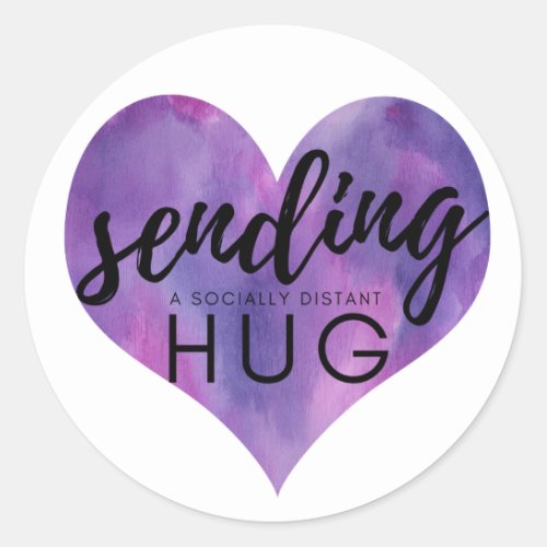 Purple Heart Sending a Socially Distant Hug Classic Round Sticker