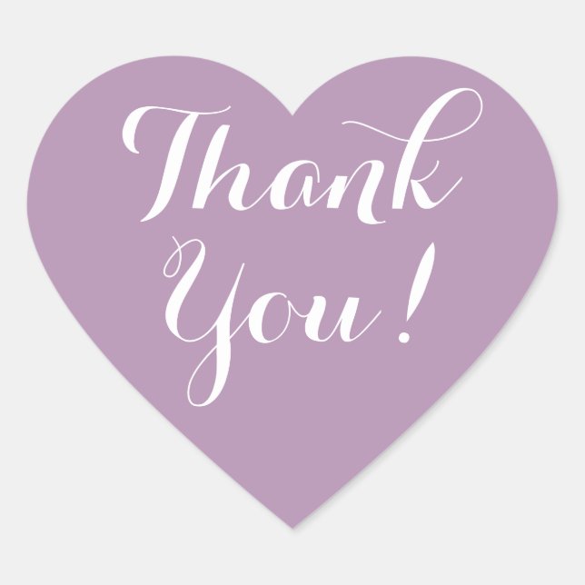 Purple heart shape wedding favor thank you sticker (Front)