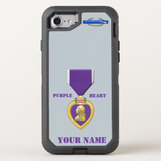 PURPLE HEART (Silver Bkg) OtterBox Defender iPhone SE/8/7 Case