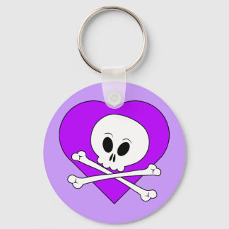 Purple Heart Skull Keychain