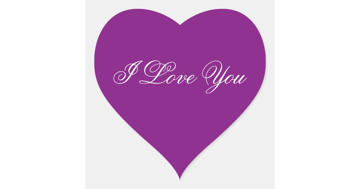 Purple Heart Sticker - I Love You | Zazzle