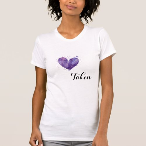  Purple Heart TAKEN Splatter Watercolor White T_Shirt