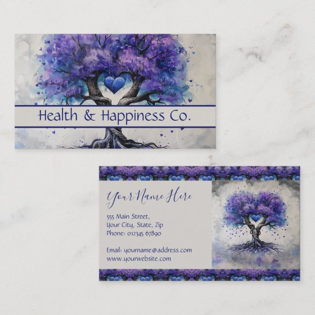 Purple Heart Tree of Life Business Card (Front/Back)