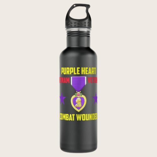 Purple Heart Vietnam Veteran  Stainless Steel Water Bottle