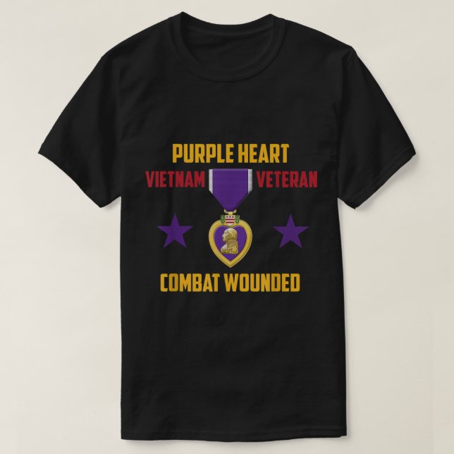 Purple Heart Vietnam Veteran  T-Shirt (Design Front)