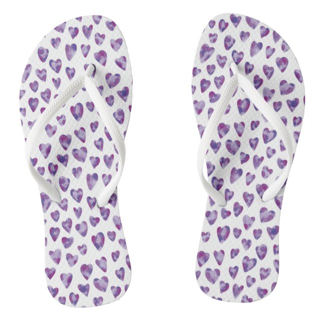 Purple Heart watercolor Flip Flops (Footbed)