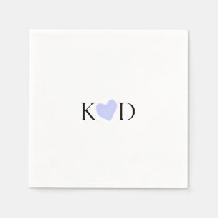 Purple heart watercolor pastel couple name letter  napkins