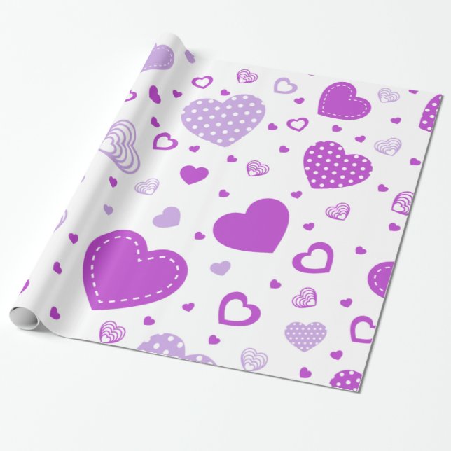 Purple heart white background  wrapping paper (Unrolled)