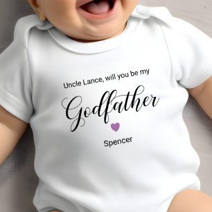 Purple Heart Will You Be My Godfather Proposal Baby Bodysuit