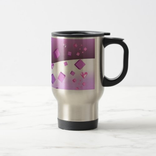 Purple Hearts and Cubes Travel Mug