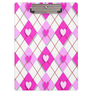 Purple Hearts Argyle Clipboard