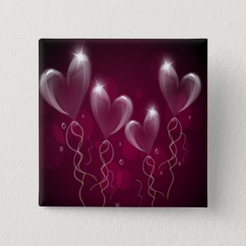 Purple Hearts Balloons  Happy Birthday Pinback Button by esoticastore at Zazzle