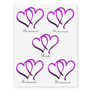 Purple Hearts Bride & Bridesmaids Temporary Tattoo