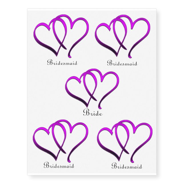Purple Hearts Bride & Bridesmaids Temporary Tattoo (Front)