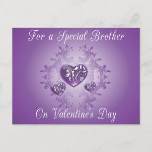 Purple Hearts Brother Valentine Postcard