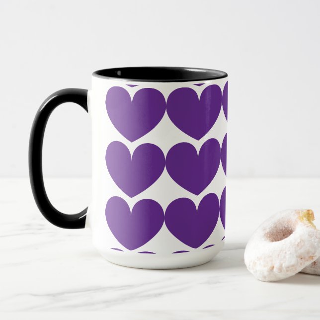 Purple Hearts Coffee Mug (With Donut)