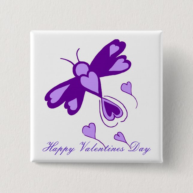 Purple Hearts dragonfly button (Front)