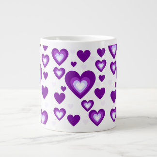 Purple Hearts Giant Coffee Mug