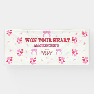 PURPLE HEARTS Girl 1st Birthday 2.5' X 6' Vinyl Banner