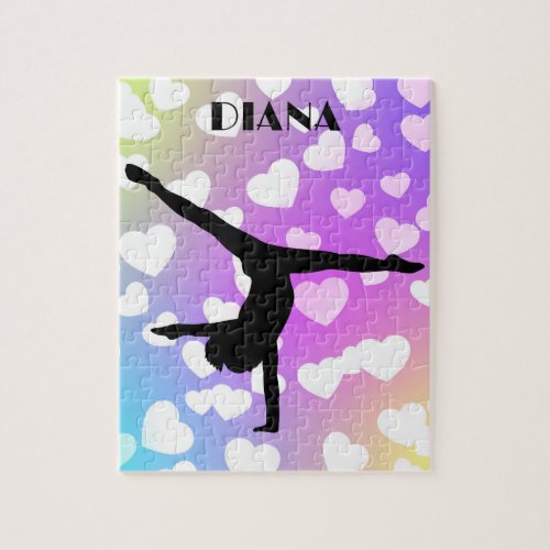 Purple Hearts GYMNASTICS PUZZLE Personalized