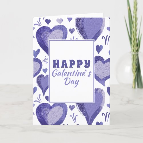 Purple Hearts Happy Galentines Day Holiday Card