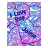 Purple Hearts I Love You Folded Card (Front)
