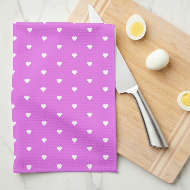Purple Hearts Kitchen Towel (Quarter Fold)