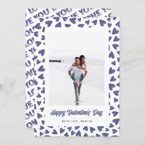 Purple Hearts Love You Photo Valentines Day Card