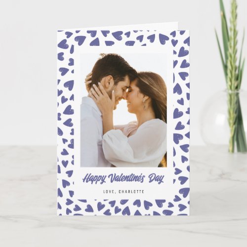 Purple Hearts Love You Photo Valentines Day Card