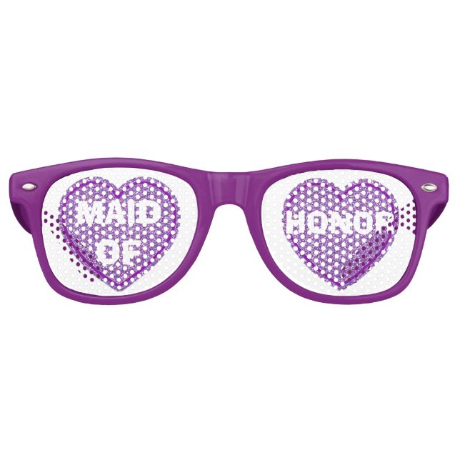 Purple Hearts Maid of Honor Party Eye Glasses (Front)