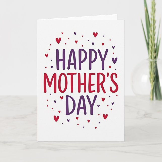 Purple Hearts Mothers Day Card (Front)