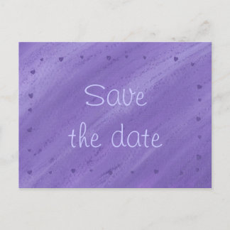Purple Hearts on Blended Purple Save Date Postcard