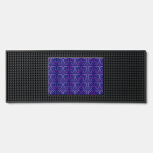 Purple hearts on blue pickleball paddle bar mat