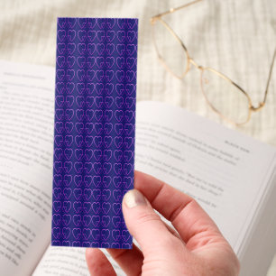Purple hearts on blue pickleball paddle bookmarks