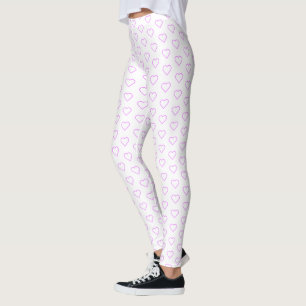 Purple Hearts on White Leggings